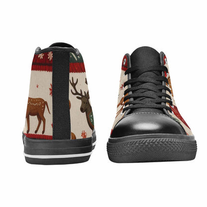 WOMEN'S Christmas Holly Snowflake High Top Canvas Dark Academia Custom Sneakers