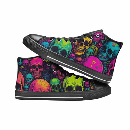 WOMEN'S Skulls - Neon High Top Canvas Dreamcore Custom Shoes