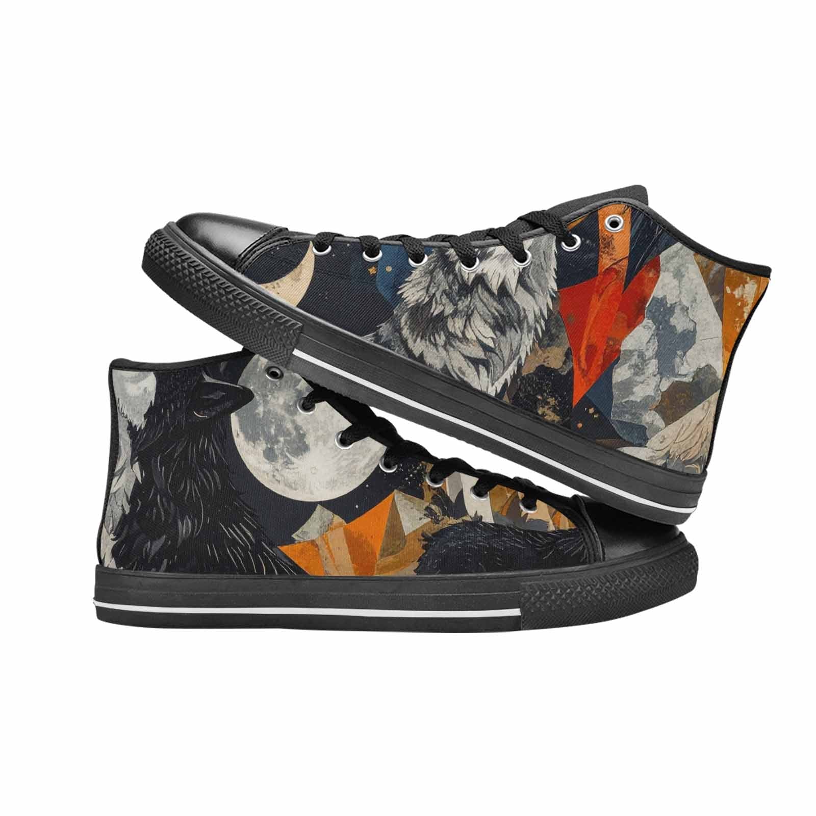 MEN'S Wolf Silhouette Moon High Top Canvas Aesthetic Sneakers