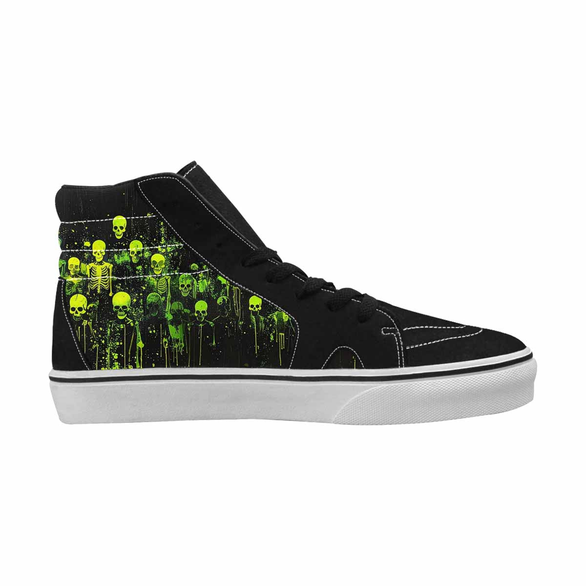 MEN'S Skeletons × Neon Green High Top Canvas Aesthetic Shoes