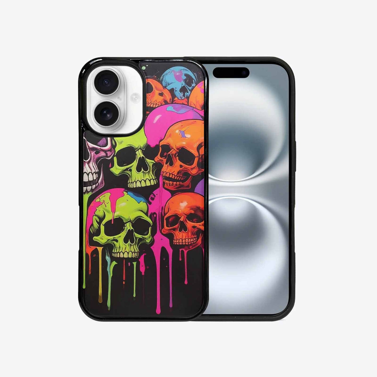 iPhone 16 Case — Vibrant Camo 1000\'s Of Skeletons Neon, Customized Protective Case