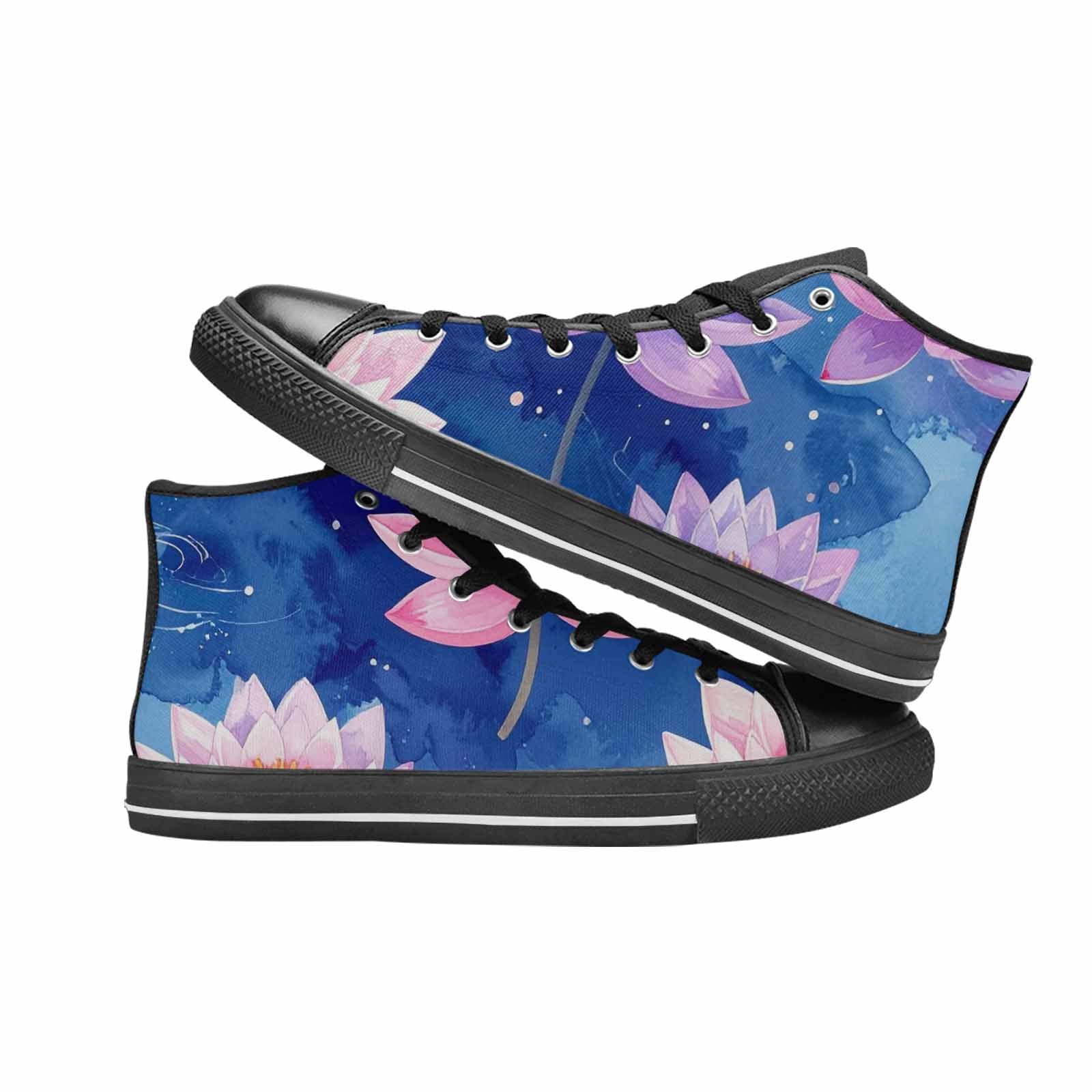 WOMEN'S Water Lilies Impressionist High Top Canvas Vivid Custom Sneakers