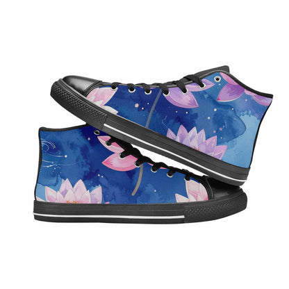 WOMEN'S Water Lilies Impressionist High Top Canvas Vivid Custom Sneakers