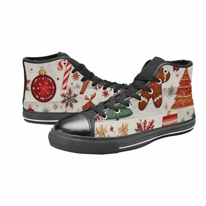 MEN'S Christmas Holly Snowflake High Top Canvas Dreamcore Sneakers