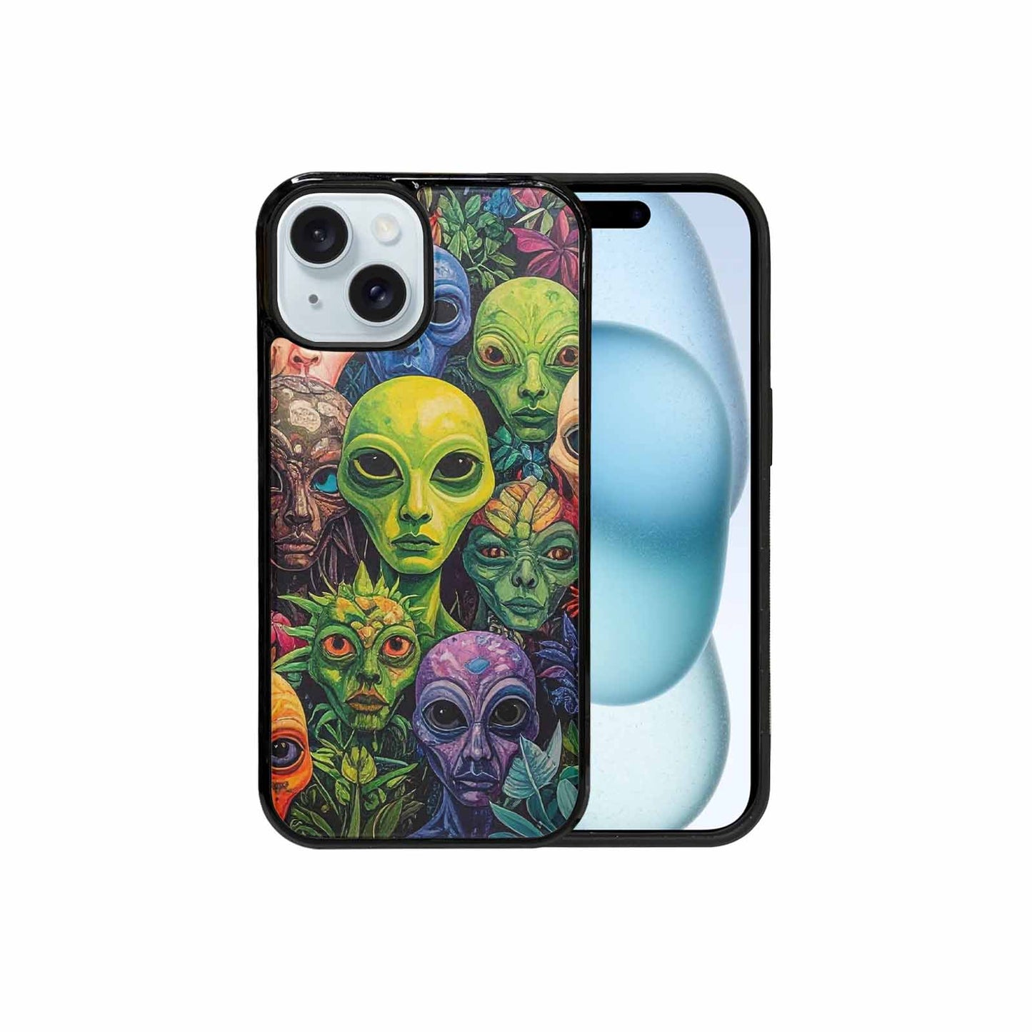 iPhone 15 Case — Aliens Pattern Hundreds Of Sma, Custom Print Case Cover