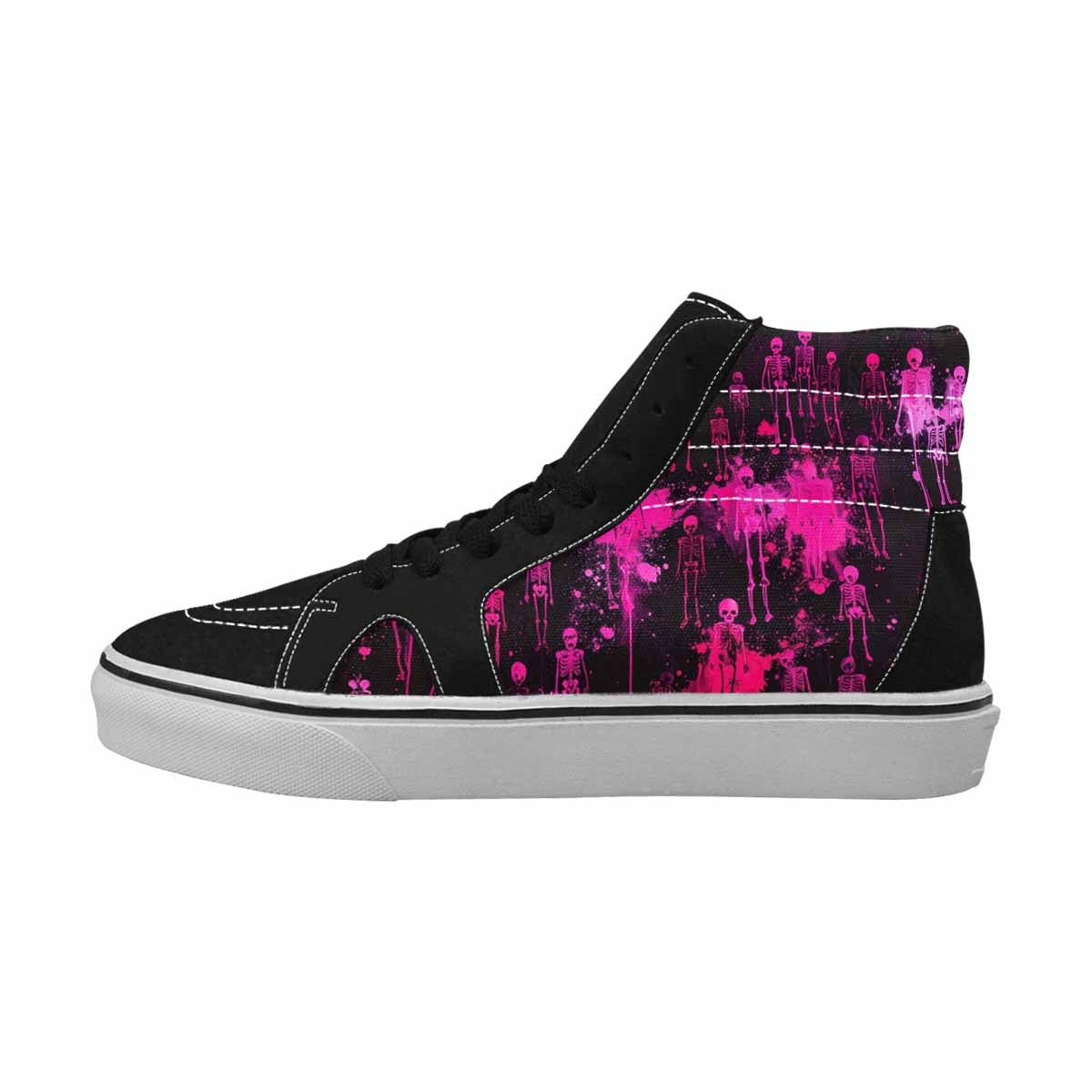 MEN'S Skeletons  Neon Pink High Top Canvas Aesthetic Shoes
