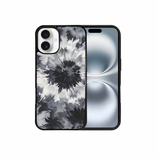 iPhone 16 Plus Case — Tie Dye Black And Gray Blended, Custom Printed Phone Case