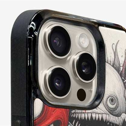 iPhone 16 Pro Max Case — Multi Eye Monster Black Red Ink, Unique Phone Case Design