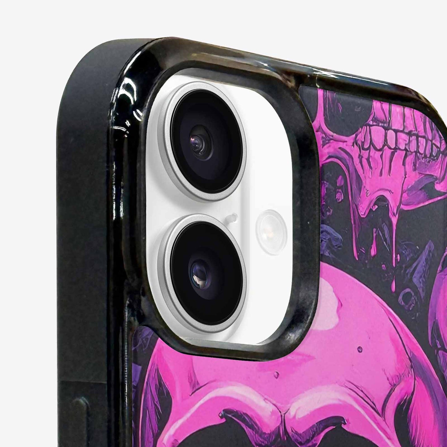 iPhone 16 Case — Pink Purple Skeletons Neon Drip Melting, Unique Phone Case Design