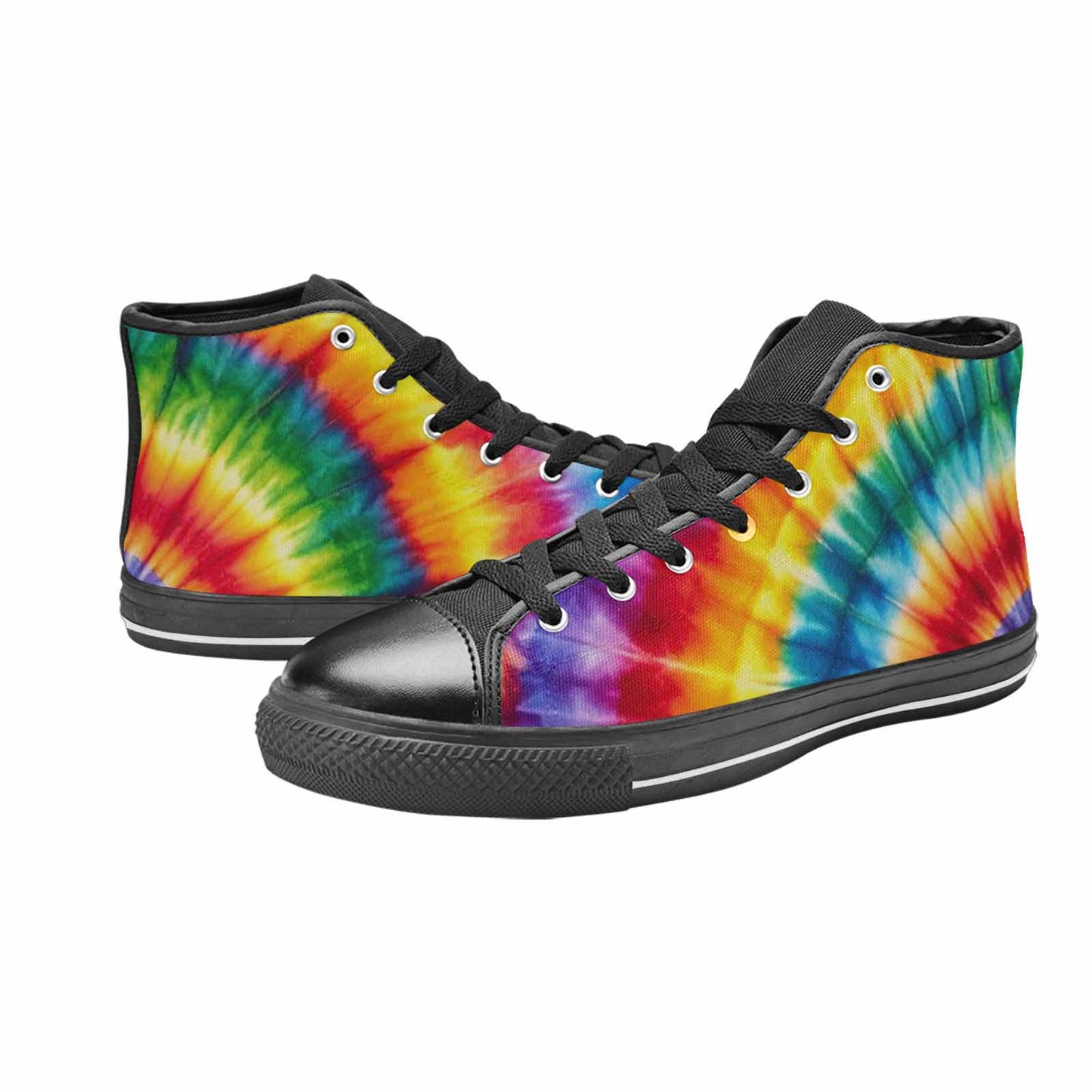 MEN'S Rainbow Spiral Tie Dye Alt High Top Canvas Vibrant Chaos Custom Shoes