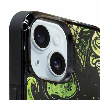iPhone 15 Plus Case — Ice Cream Motif Black Green Ink, Custom Phone Case