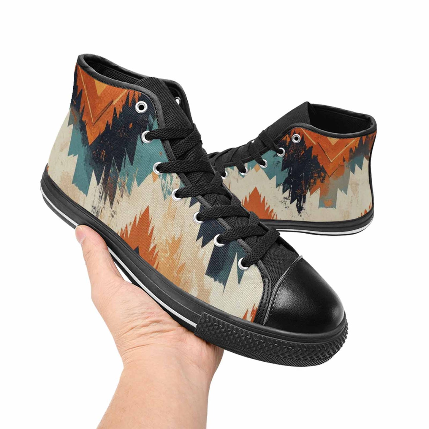WOMEN'S Southwestern Geometric Diamond High Top Canvas Neon Fantasy Custom Sneakers