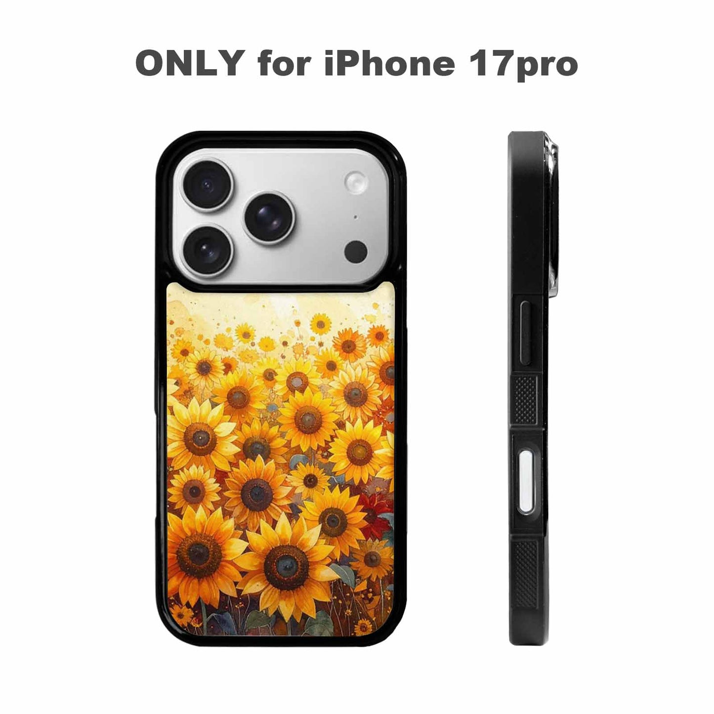 iPhone 17 Pro Case — Full Color Vibrant Sunflower Burst Floral, Personalized Phone Case
