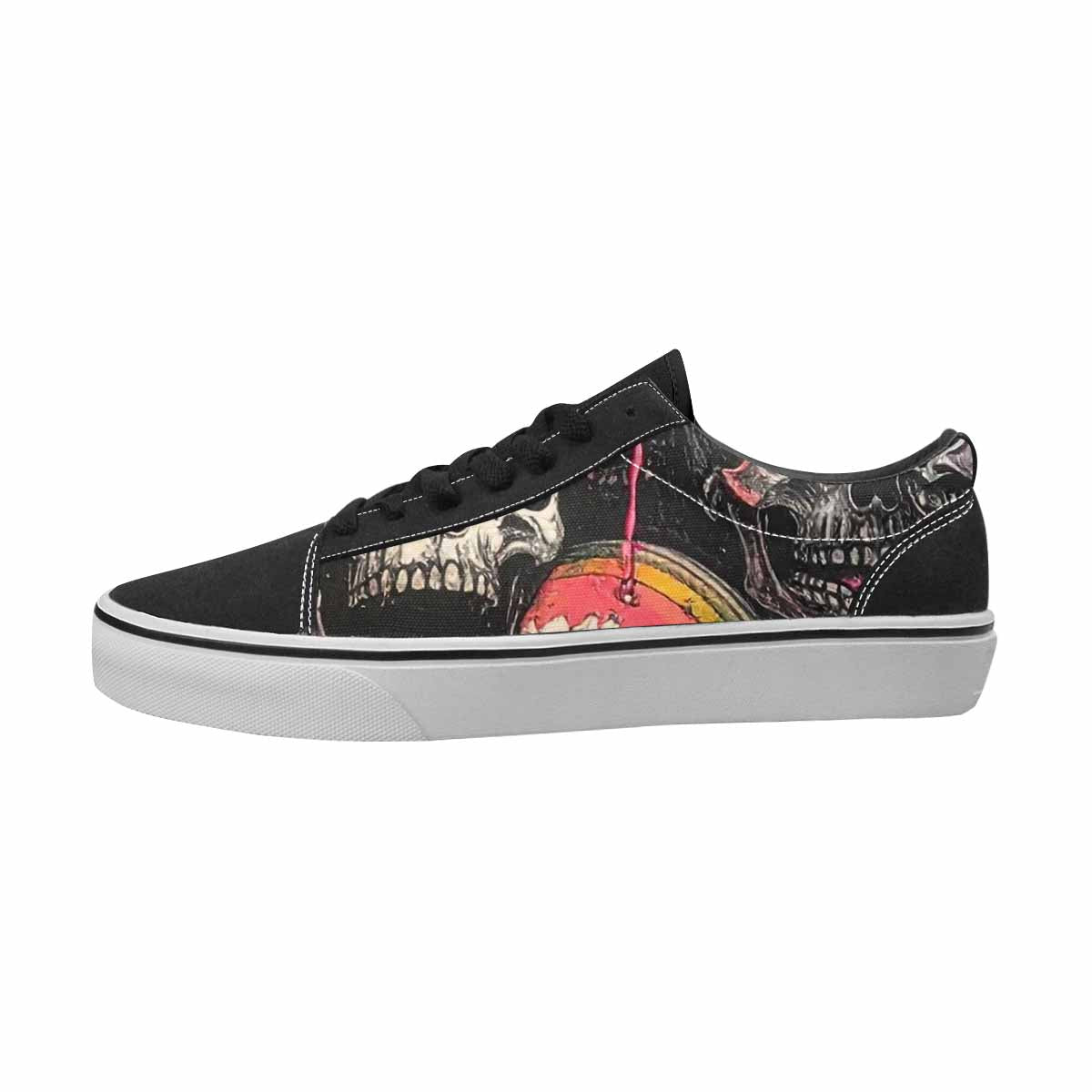 MEN'S Skulls Black & Pink Ink Canvas Custom Design Dreamcore Sneakers