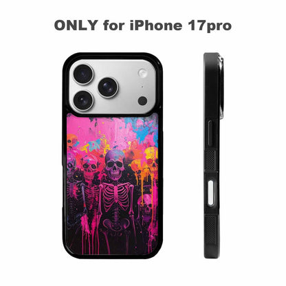 iPhone 17 Pro Case — Skeletons Neon Pink Glowskelet Hoz Original, Custom Printed Phone Case