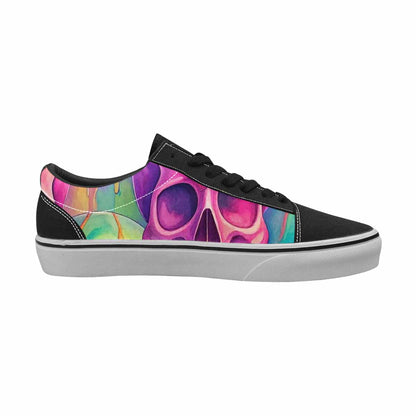 WOMEN'S Candy Color Dripping Skulls Canvas Lace-Up Dark Academia Shoes