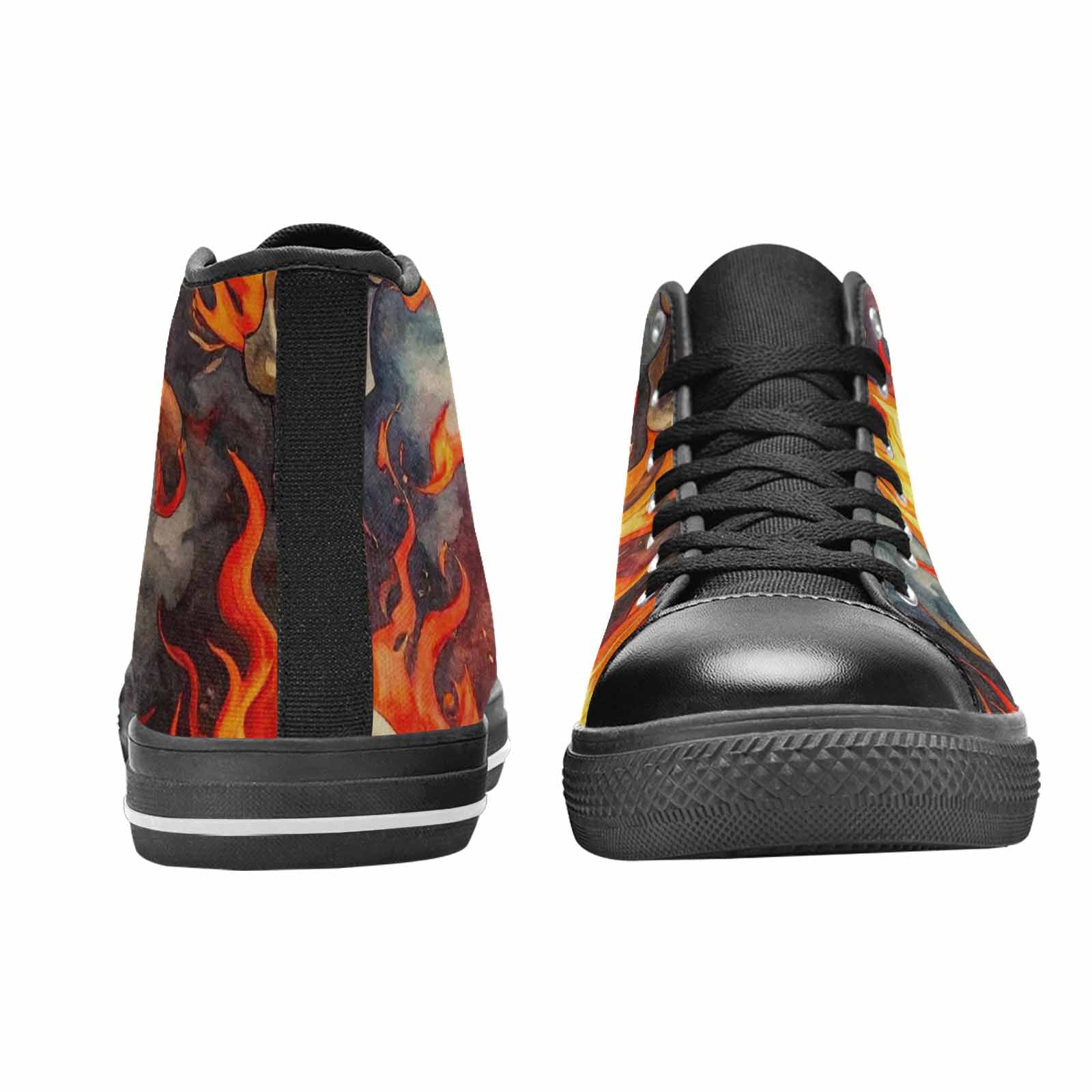 MEN'S Skulls - Flaming High Top Canvas Neon Fantasy Shoes