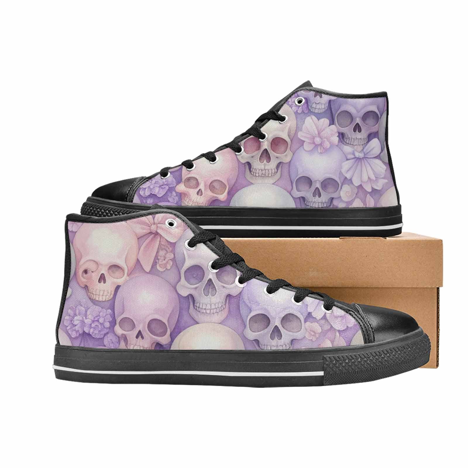 MEN'S Skulls - Pastel High Top Canvas Grunge Custom Sneakers