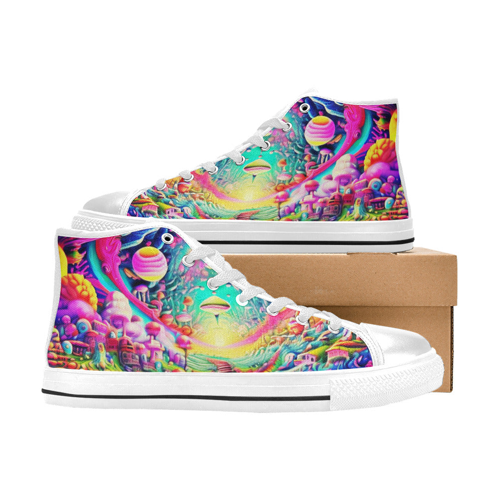 MEN'S Trippy World Art 8 High Top Canvas Vivid Sneakers