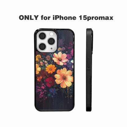 iPhone 15 Pro Max Case — Shadowy Glitch Floral Pattern Hundreds Of, Unique Phone Case Design