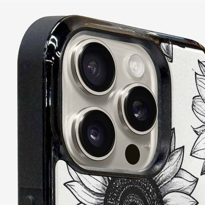 iPhone 15 Pro Max Case — Minimalist Line Art Sunflower, Custom Made Phone Cover