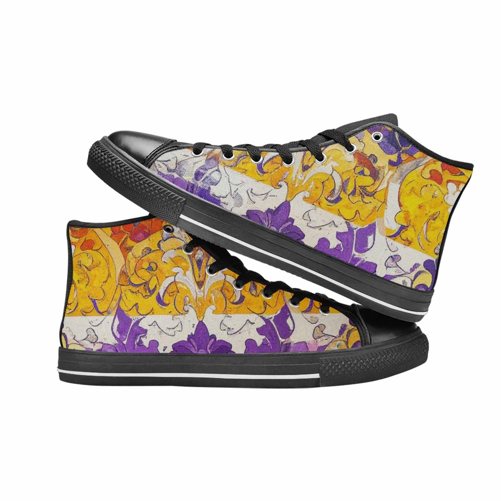MEN'S Nonbinary Flag Color High Top Canvas Surreal Custom Sneakers