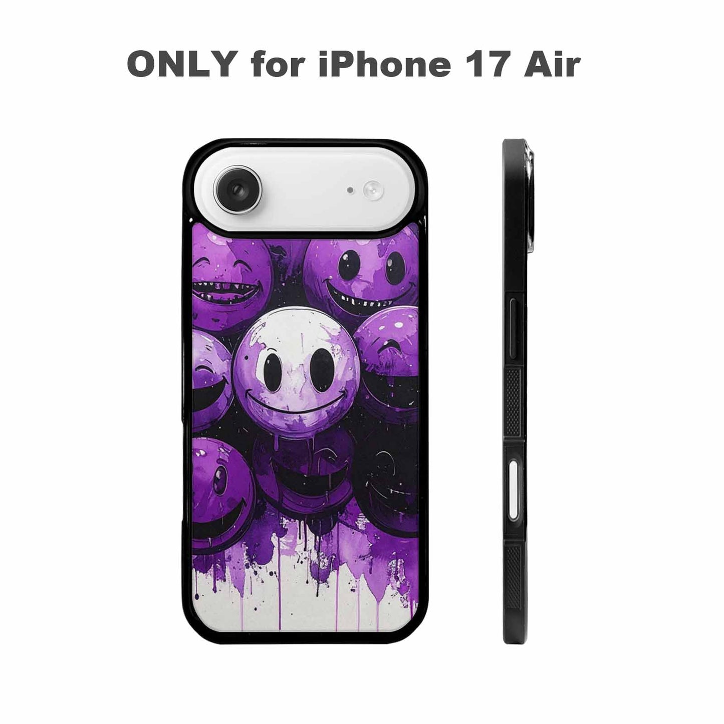 iPhone 17 Air Case — Black Purple Ink Melting Moon Original, Customized Protective Case