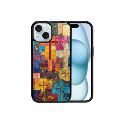 iPhone 15 Case — Faith Cross And Faith Icons Pattern, Original Design Phone Case