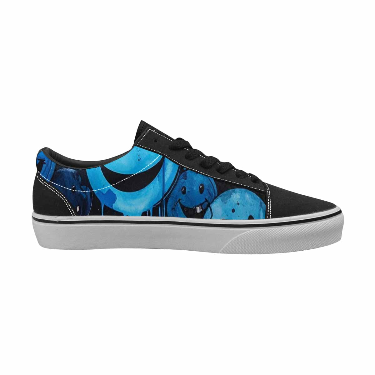 WOMEN'S Melting Moon Smiley Lace-Up Canvas Melting Art Sneakers