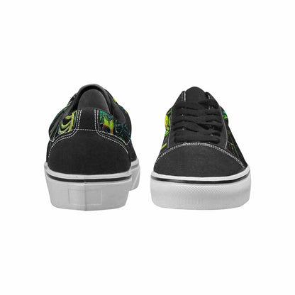 WOMEN'S Skeletons × Neon Green Lace-Up Canvas Vivid Sneakers