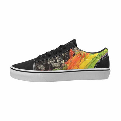 MEN'S Skulls Black & Green Ink Canvas Custom Design Dreamcore Custom Streetwear Shoes