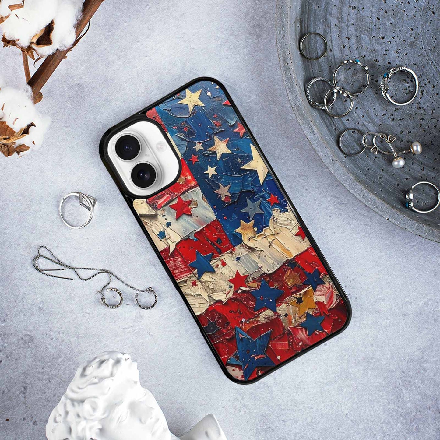 iPhone 16 Plus Case — Patriotic Stars And Stripes American Stars, Custom Designed Case Cover