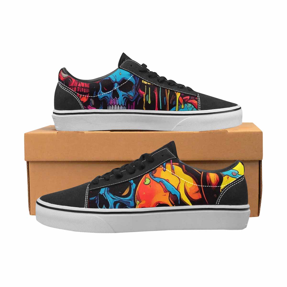 WOMEN'S 1000s Skulls Digital Camo Lace-Up Canvas Kaleidoscope Custom Sneakers