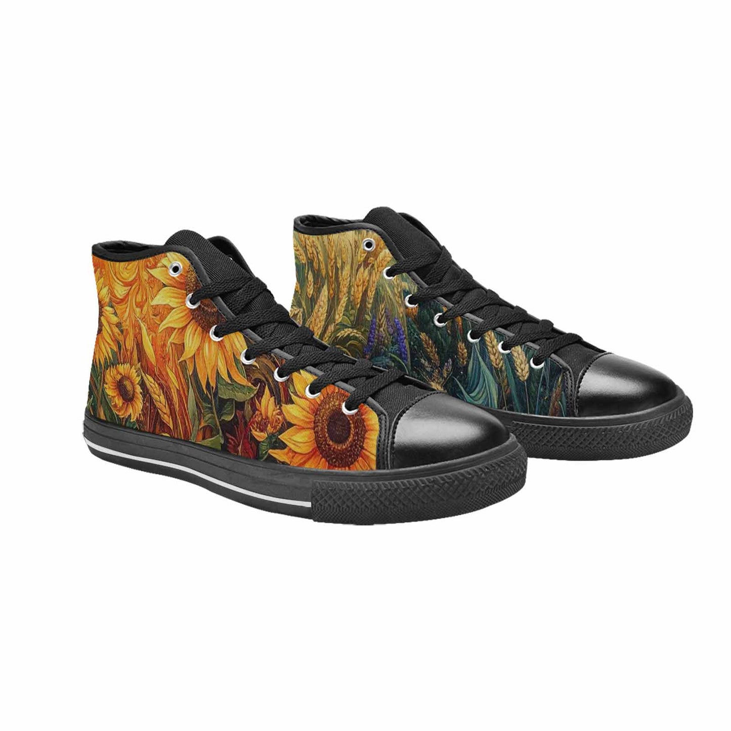 WOMEN'S Van Gogh-Style Swirl High Top Canvas Dark Academia Custom Shoes