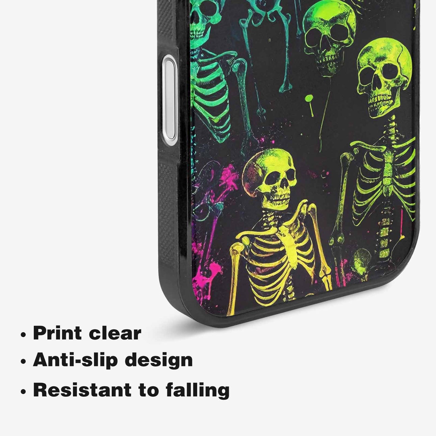 iPhone 16 Case — Skeletons Neon Green Glowskele, Custom Made Phone Cover