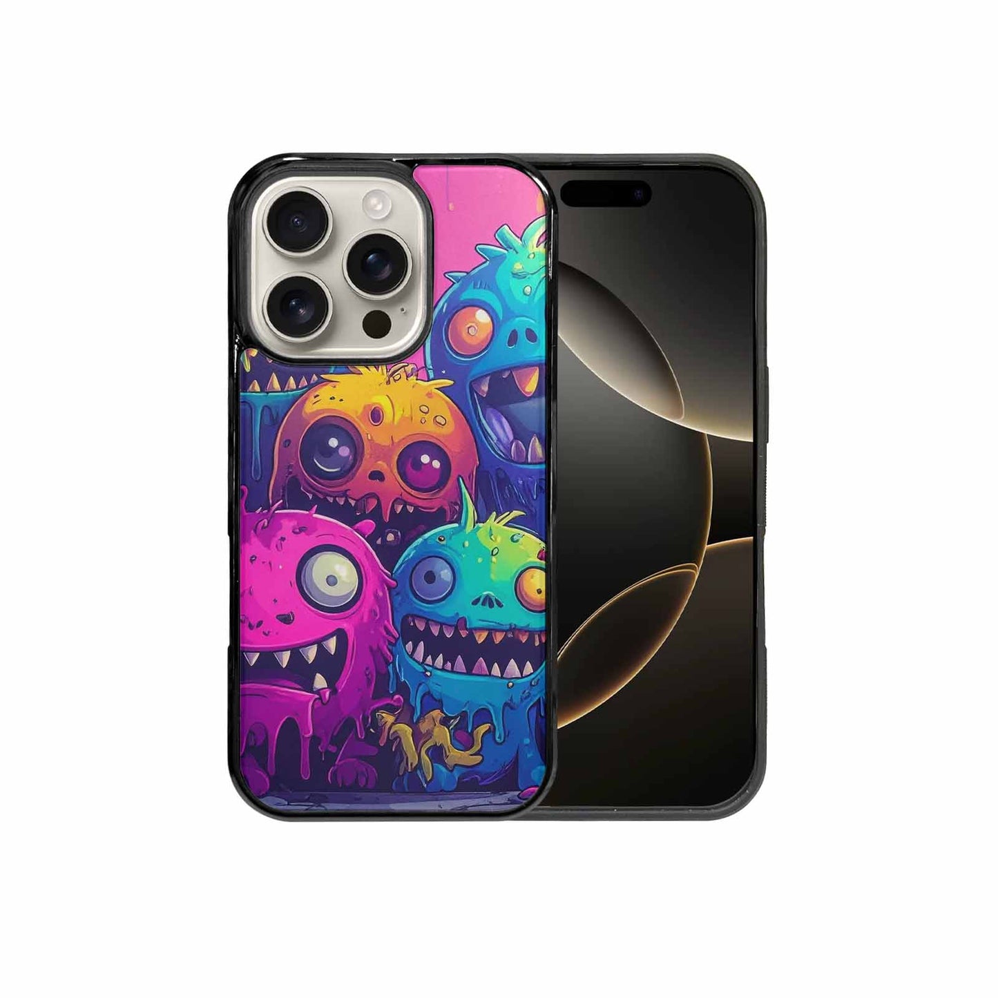 iPhone 16 Pro Case — Overlapping Endlessly No Empty Space Monsters, Custom Phone Case