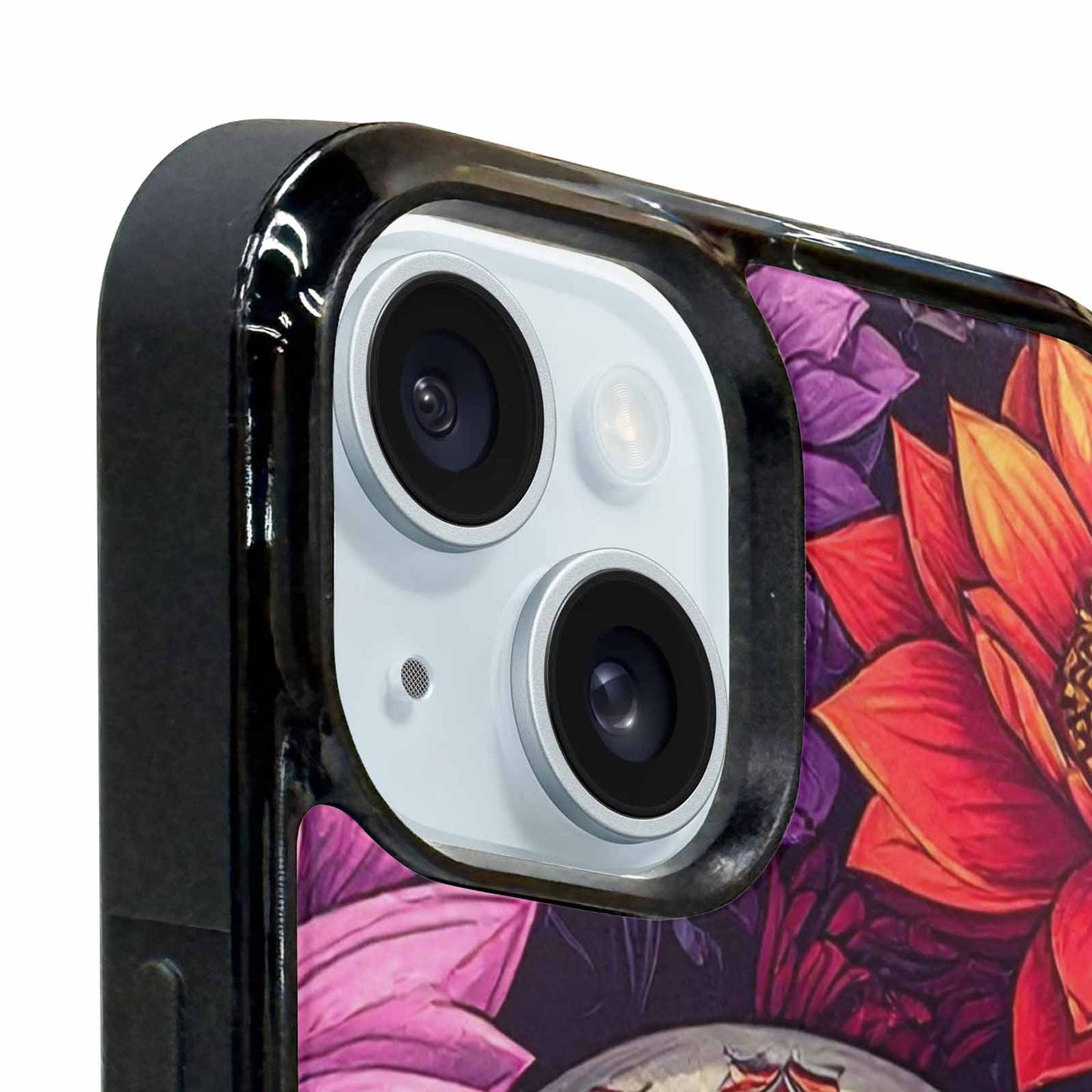 iPhone 15 Plus Case — Lotus Skulls, Custom Art Phone Cover