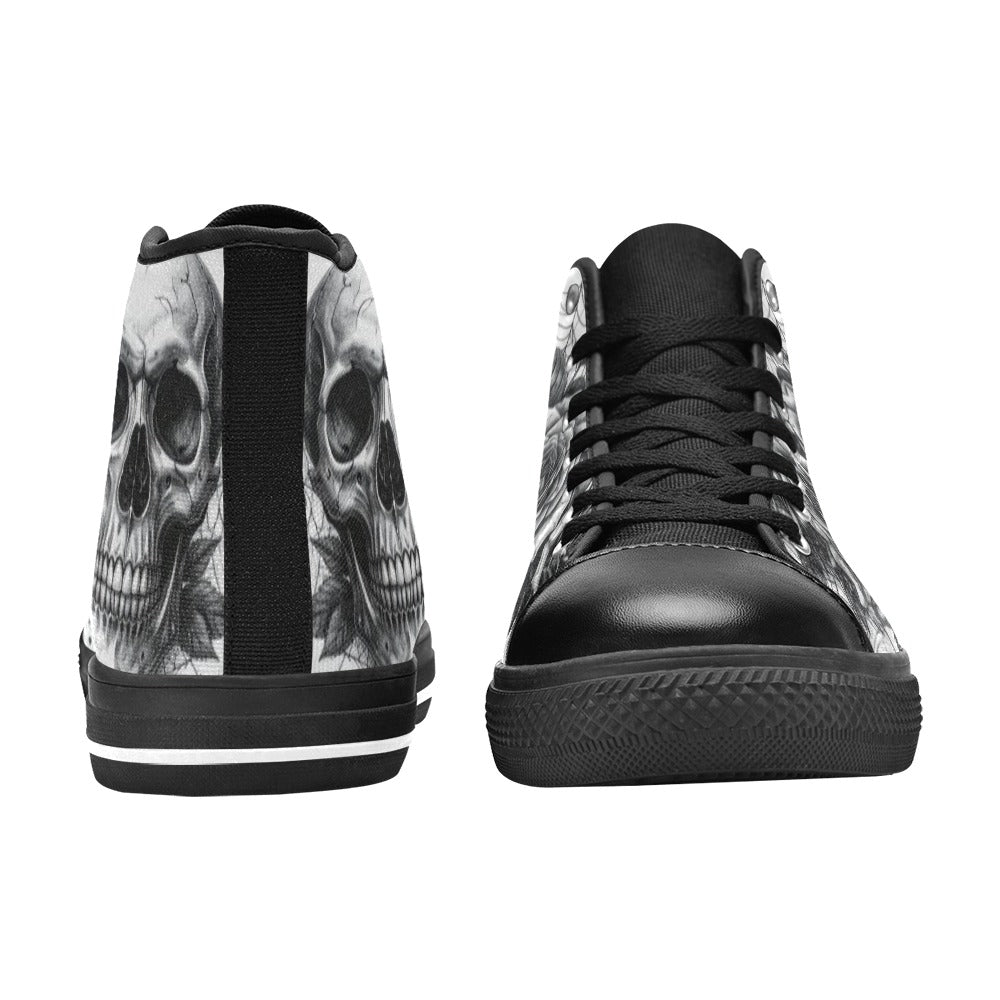 Goth Skull Art Women's Dark Gothic High Top Canvas Shoes | Freaky Shoes®