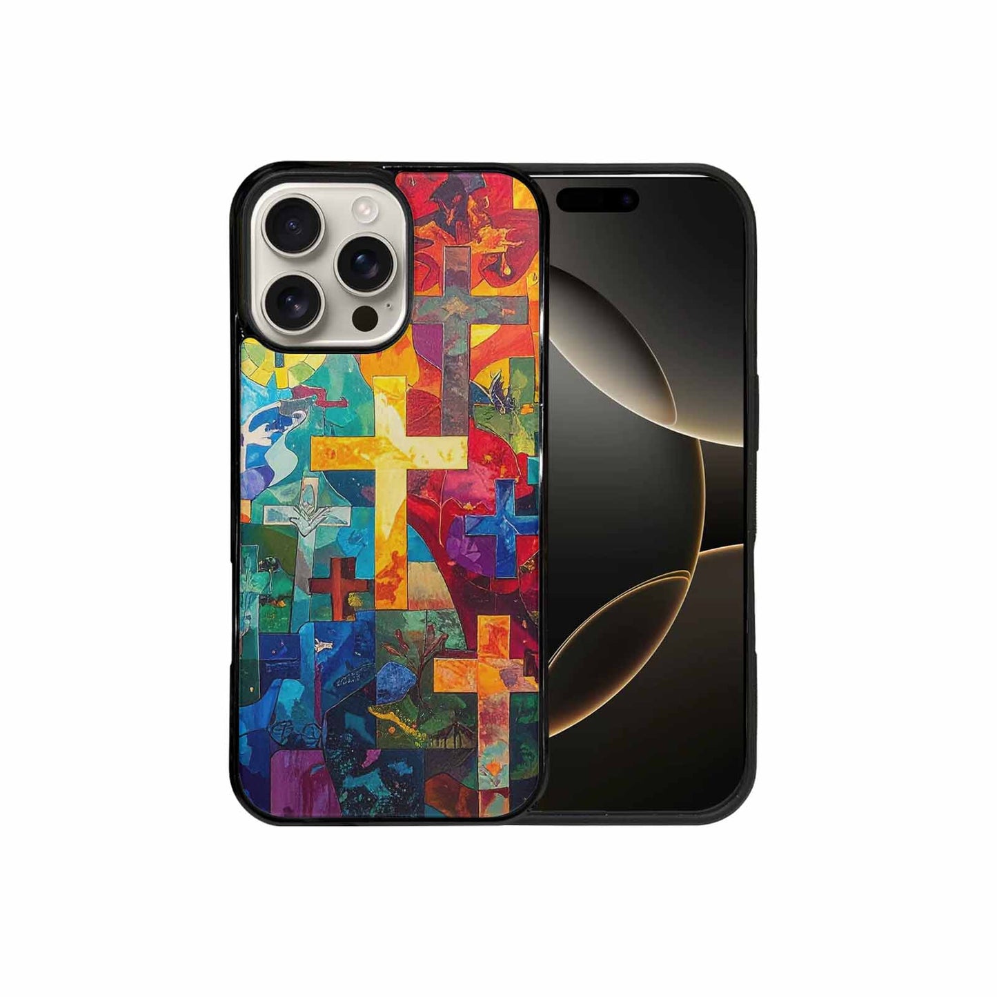 iPhone 16 Pro Max Case — Faith Cross And Faith Icons Pattern, Unique Phone Case Design