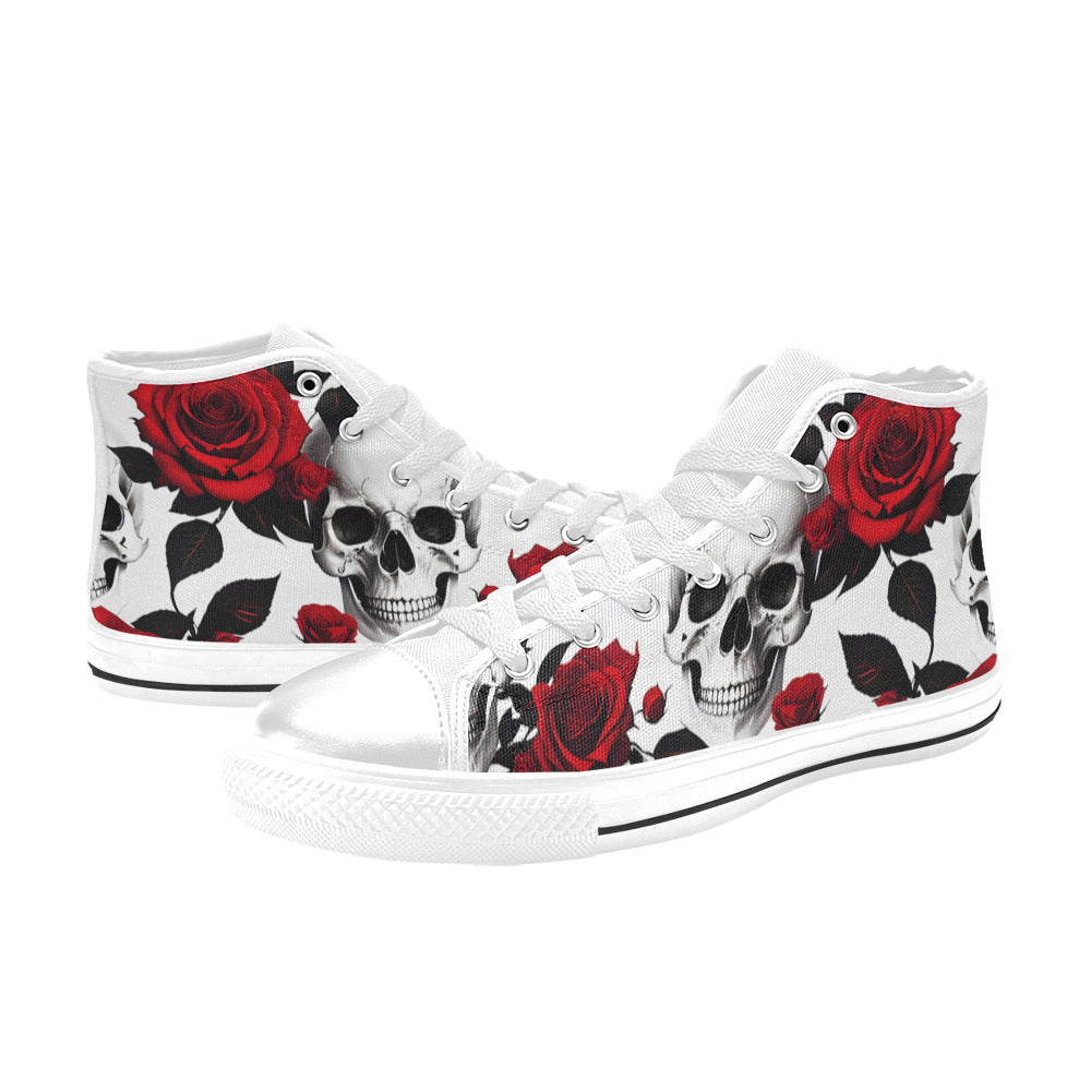 MEN'S Skulls Roses Deluxe 3 High Top Canvas Aesthetic Custom Shoes