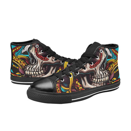 WOMEN'S Tentacles Skull 2 High Top Canvas Grunge Custom Shoes