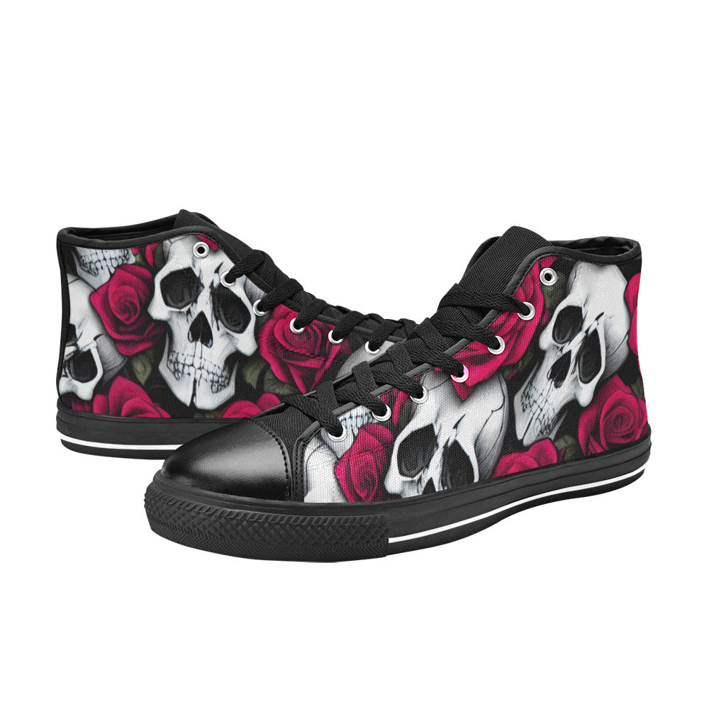 WOMEN'S Cc Skulls Roses 1 High Top Canvas Dreamcore Sneakers