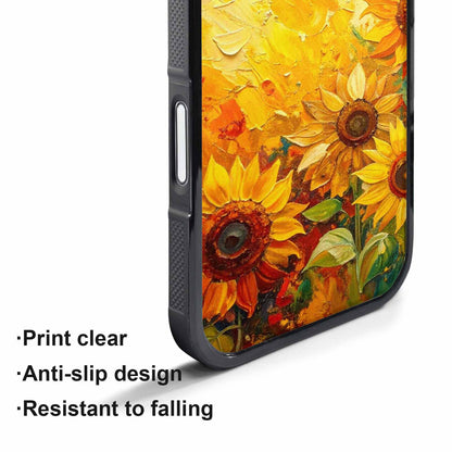 iPhone 17 Air Case — Impressionist Sunflower Brushstroke Pattern Hundreds Floral, Custom Made Phone Cover