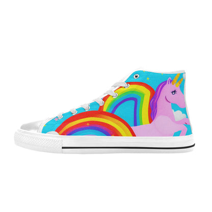 WOMEN'S Unicorn Rainbows Art High Top Canvas Vivid Custom Sneakers