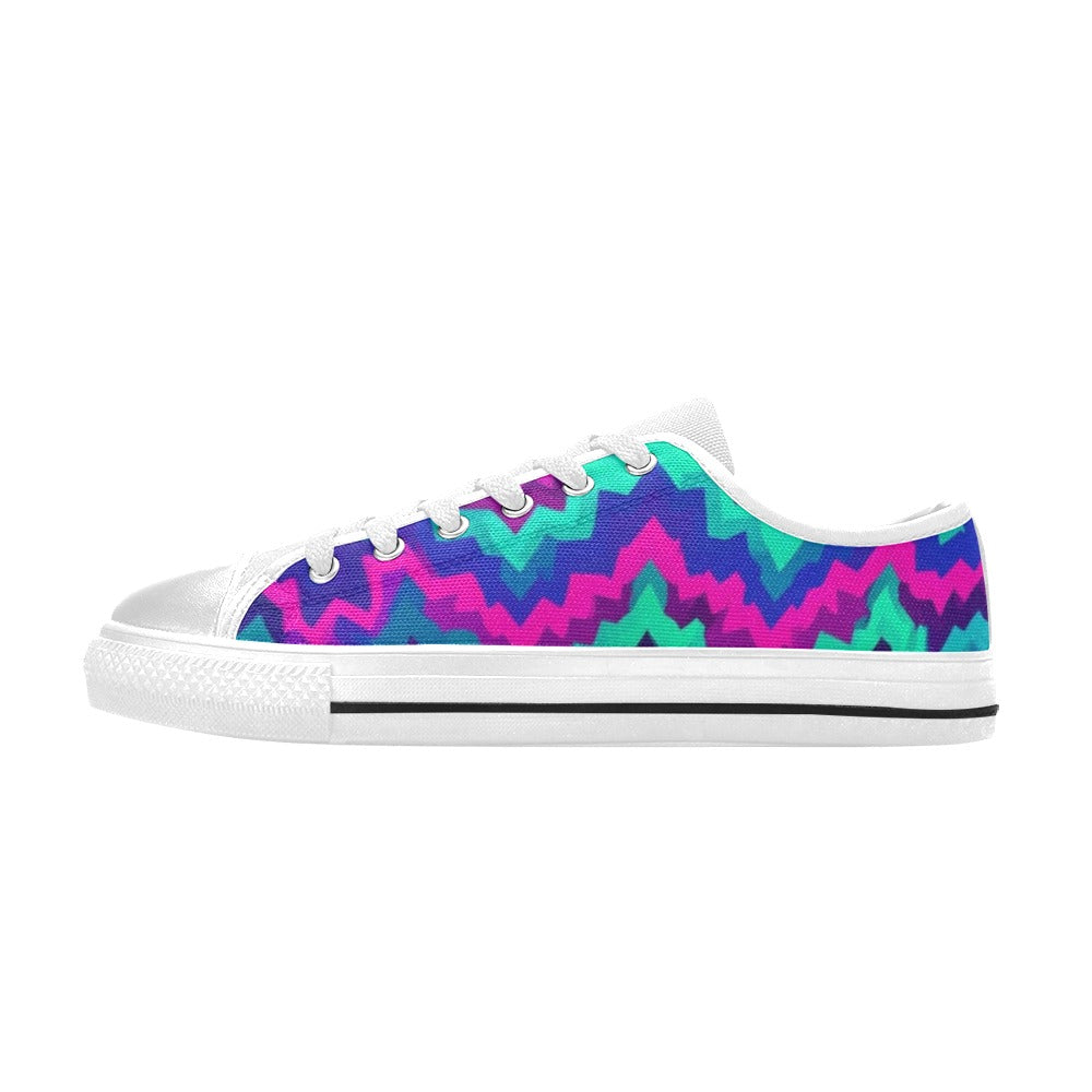 KIDS' Psychedelic Chevron Vortex Low Top Canvas Grunge Custom Sneakers