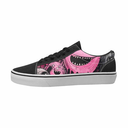 MEN'S Monsters Black & Pink Ink Canvas One Of A Kind Kaleidoscope Original Art Sneakers