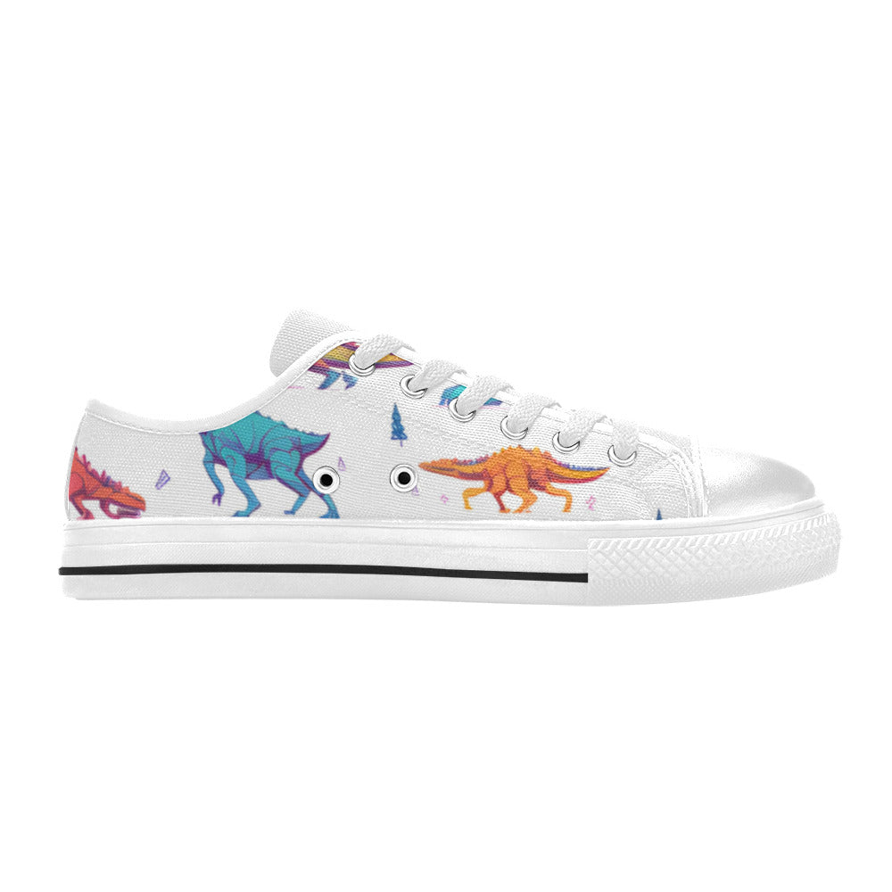 MEN'S Dino Print Art Canvas Vibrant Chaos Custom Shoes