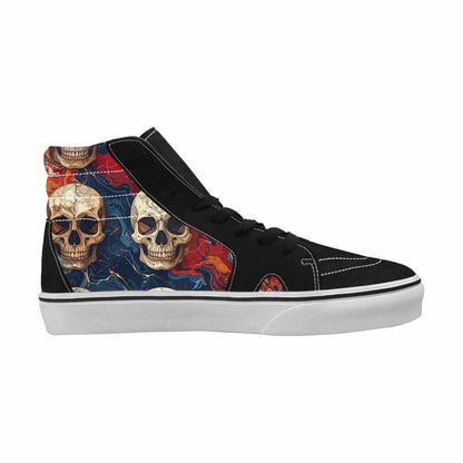 WOMEN'S Marble Skull High Top Canvas Wallpaper Art Custom Sneakers