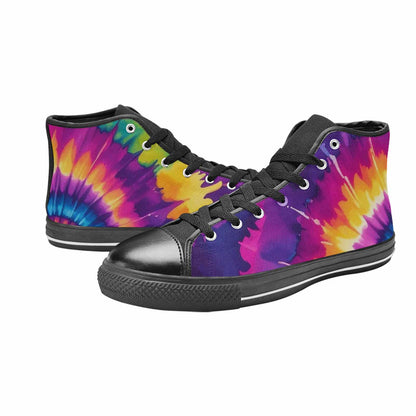 MEN'S Tie Dye Neon Spiral Burst High Top Canvas Dreamcore Custom Shoes