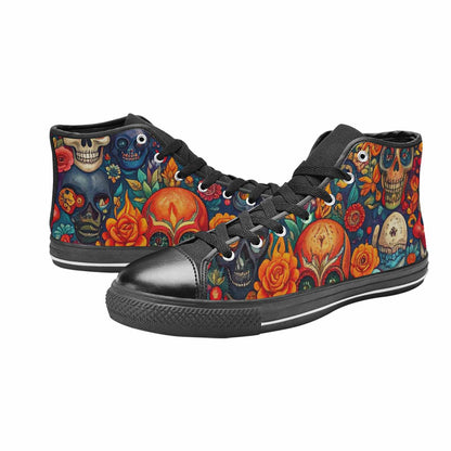 MEN'S Skull High Top Canvas Wallpaper Art Sneakers